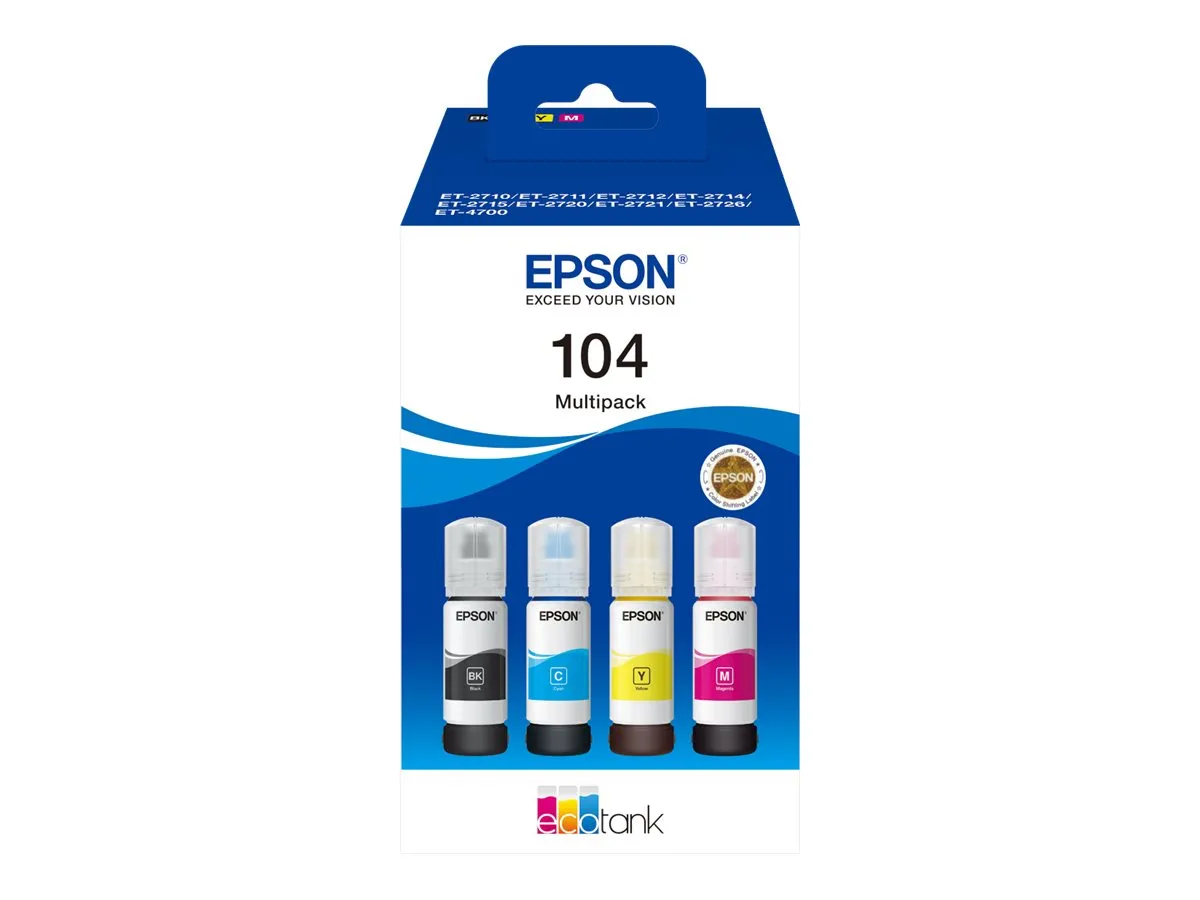 Epson 104 / T00P6 / C13T00P640 Tinten Sparset schwarz, cyan, magenta, gelb (4 Stück)