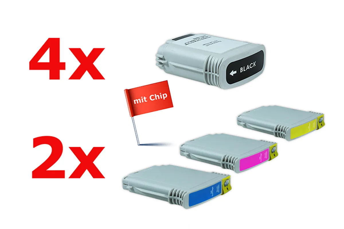 Tinten Sparset kompatibel zu HP 940XL schwarz, cyan, magenta, gelb  (10 Stück)