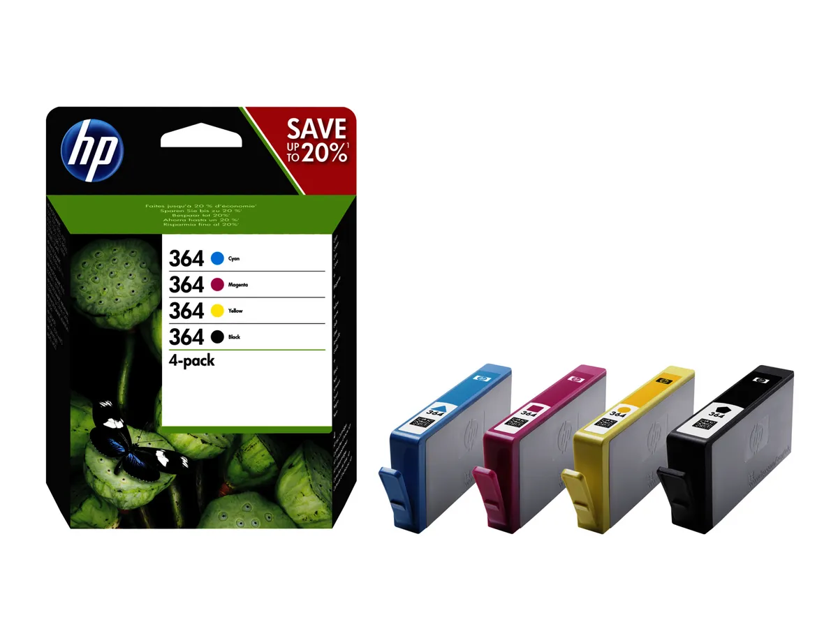 HP 364 / N9J73AE Tinten Sparset schwarz, cyan, magenta, gelb (4 Stück)