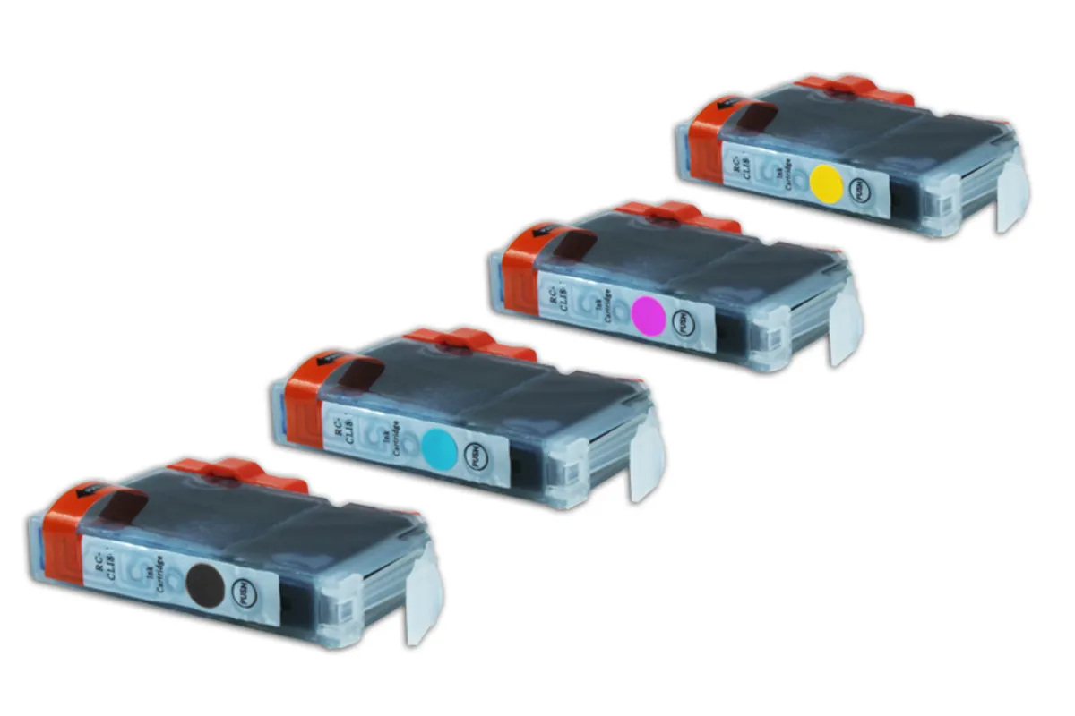 Tinten Sparset kompatibel zu Canon CLI-8 schwarz, cyan, magenta, gelb  (4 Stück)