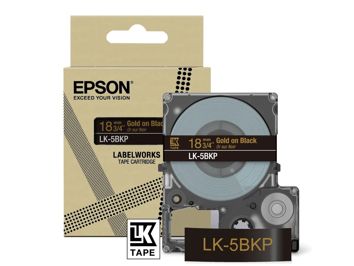 Epson LK-5BKP / C53S672095 Schriftband gold auf schwarz (18mm x 8m)