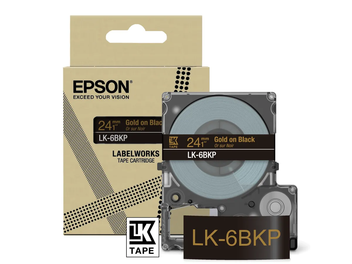 Epson LK-6BKP / C53S672096 Schriftband gold auf schwarz (24mm x 8m)