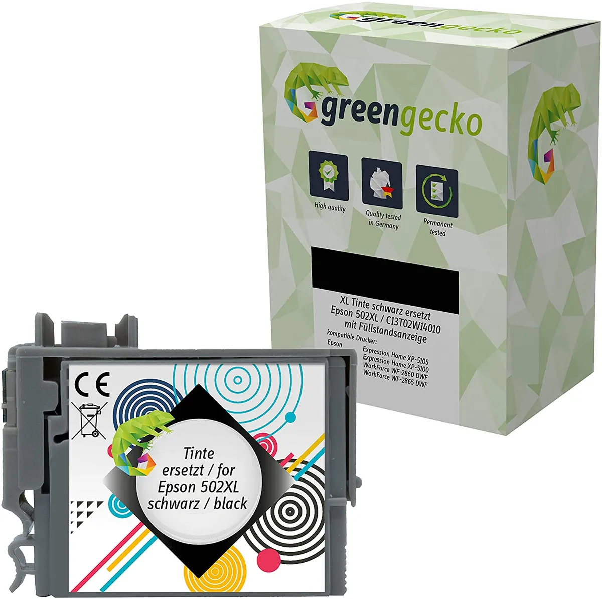 XL green gecko Tinte kompatibel zu Epson 502XL / T02W1 / C13T02W14010 schwarz