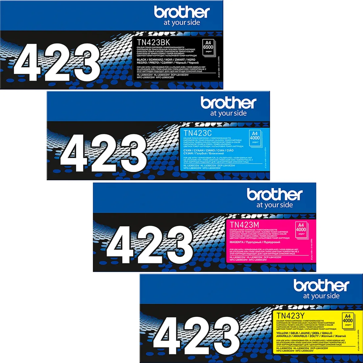Brother TN-423VAL / TN-423CMYK Toner Sparset schwarz, cyan, magenta, gelb (4 Stück)