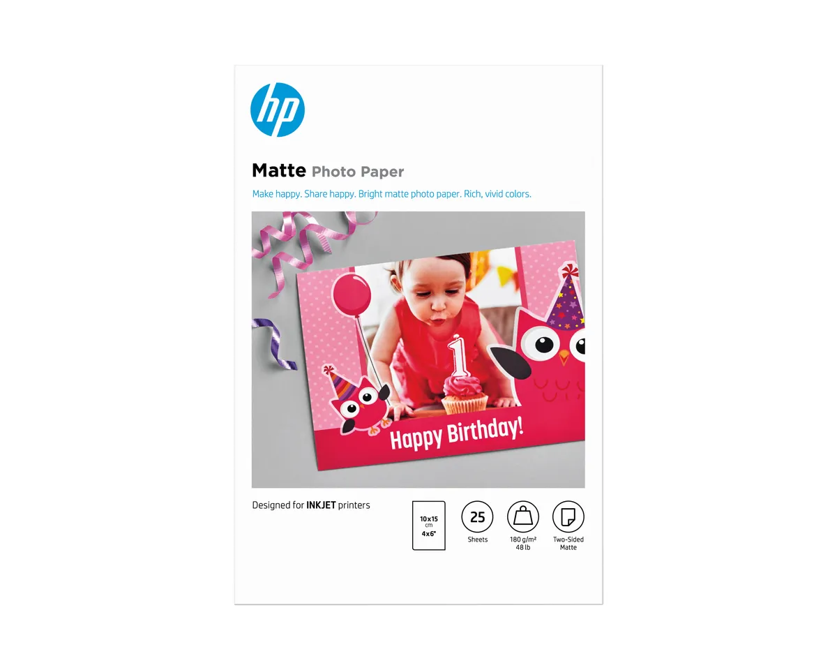 HP 7HF70A Fotopapier weiß matt (10 x 15cm, 4''x 6'', 25 Blatt, 180 g/m²)