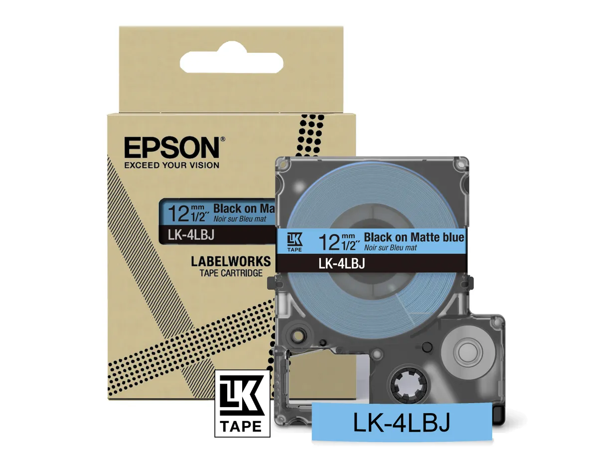 Epson LK-4LBJ / C53S672080 Schriftband schwarz auf matt blau (12mm x 8m)