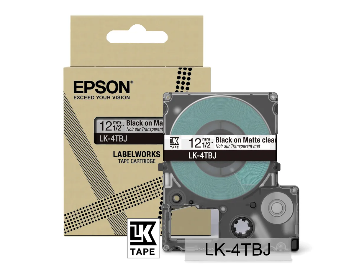 Epson LK-4TBJ / C53S672065 Schriftband schwarz auf transparent (12mm x 8m)