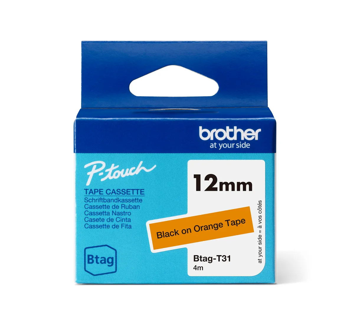 Brother Btag-T31 Schriftband schwarz auf orange (12mm x 4m)