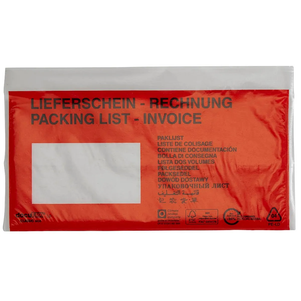 1000 docuFIX Lieferscheintaschen eco DIN lang