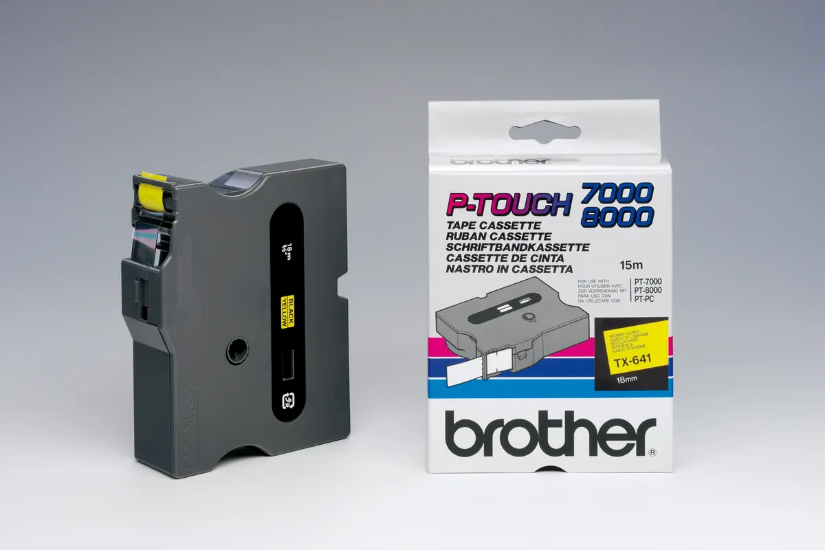 Brother TX-641 Schriftband schwarz auf gelb (18mm x 15m)