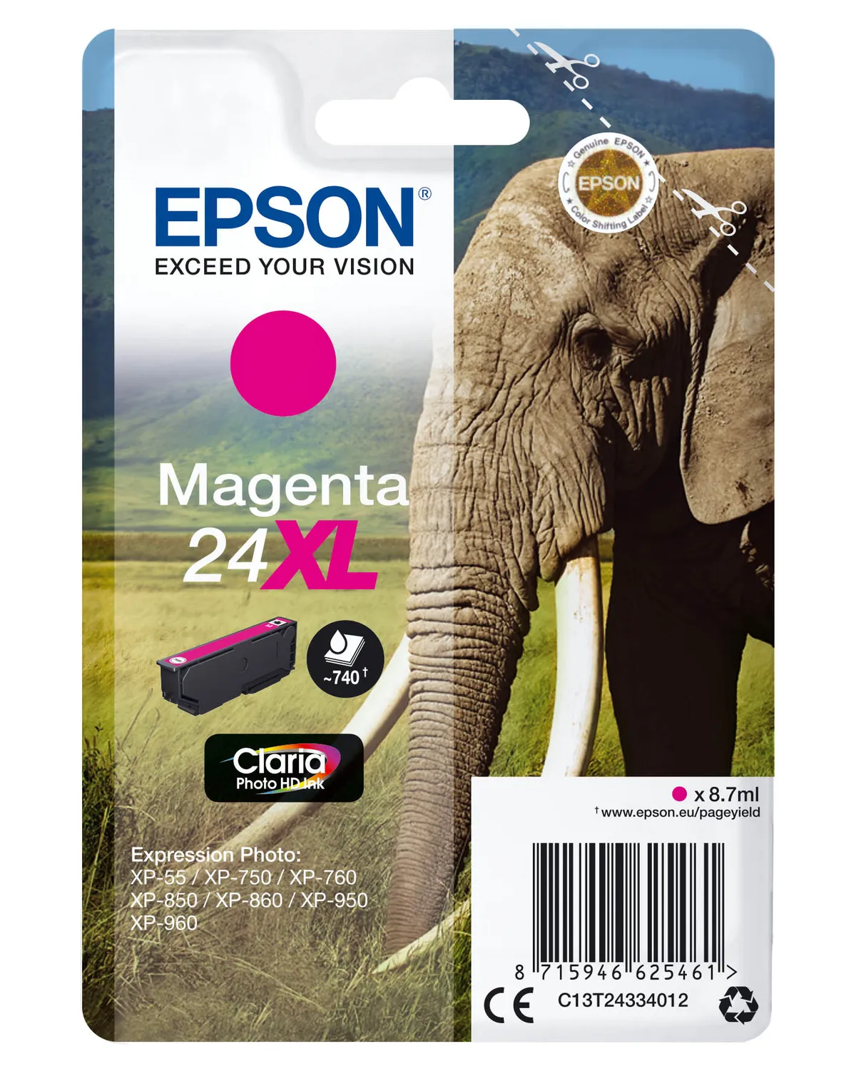 Epson 24XL / T2433 / C13T24334012 / C13T24334022 Tinte magenta