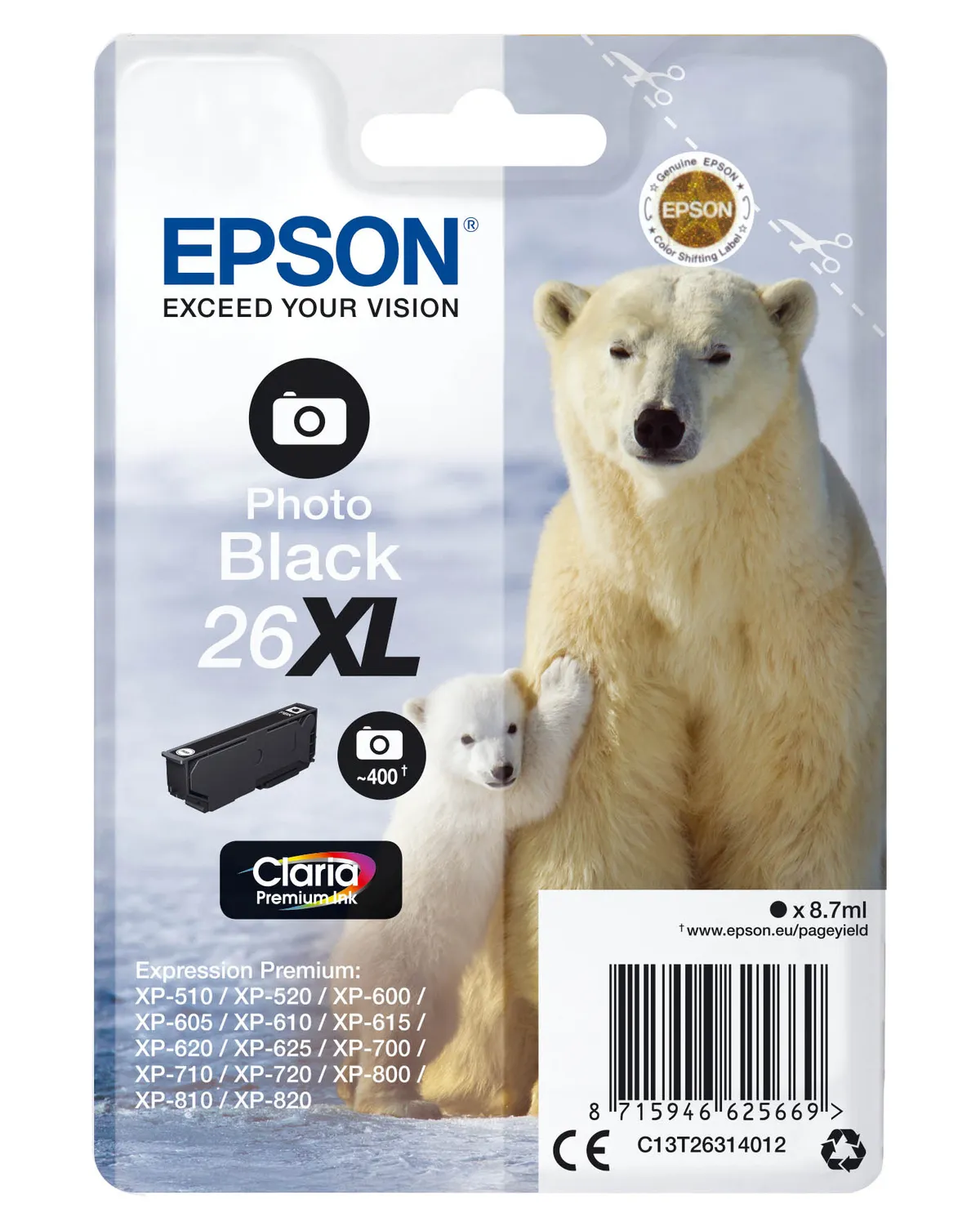 Epson 26XL / T2631 / C13T26314012 / C13T26314022 Tinte photo schwarz
