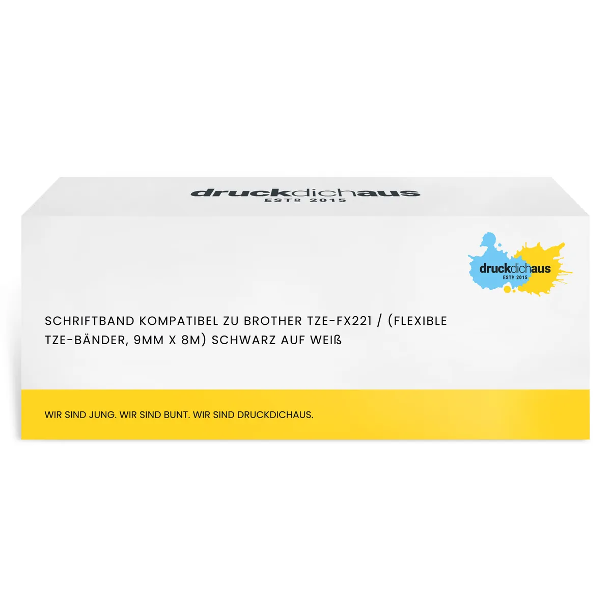 Schriftband kompatibel zu Brother TZe-FX221 schwarz auf weiß (flexibel, 9mm x 8m)