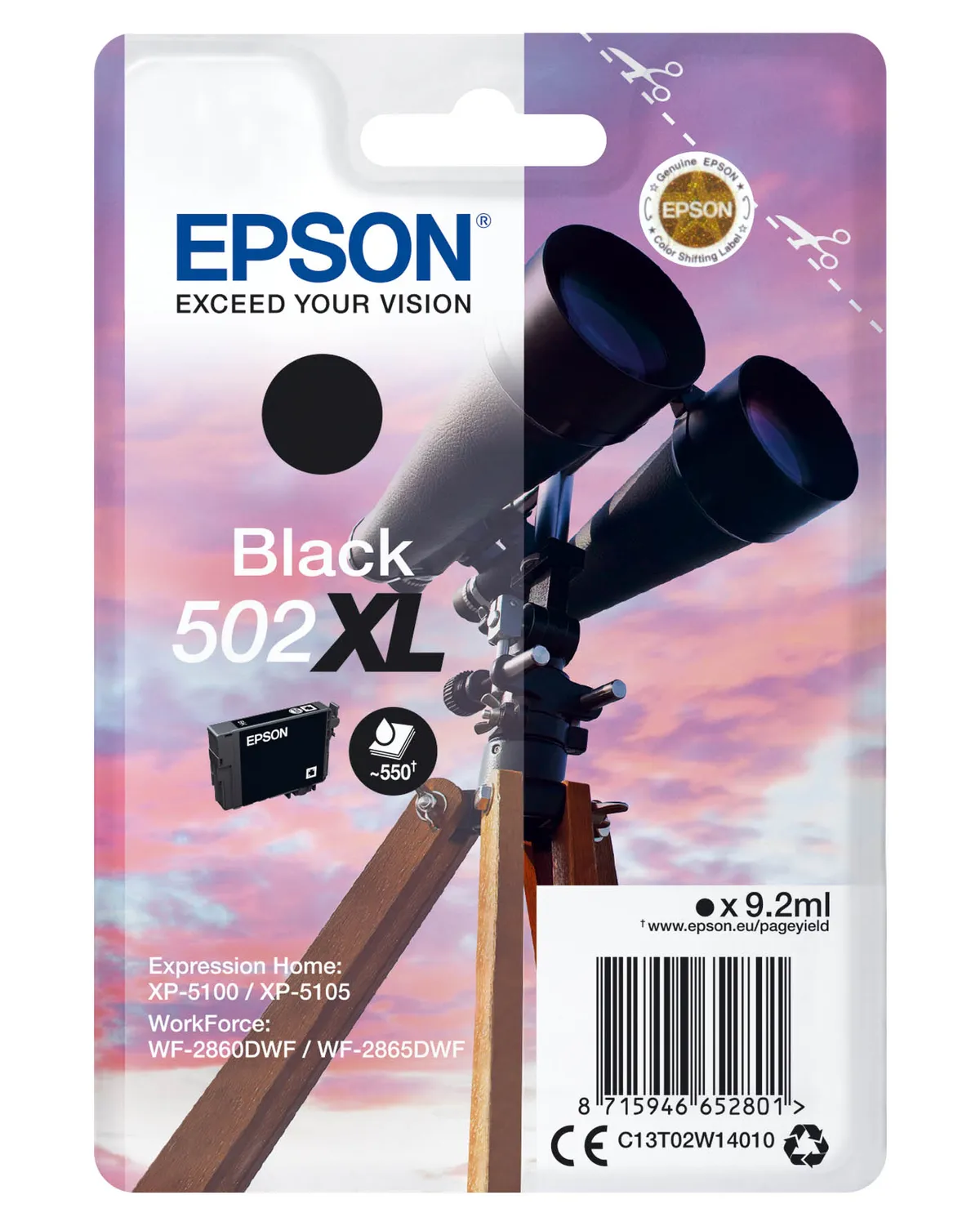Epson 502XL / T02W1 / C13T02W14010 / C13T02W14020 Tinte schwarz