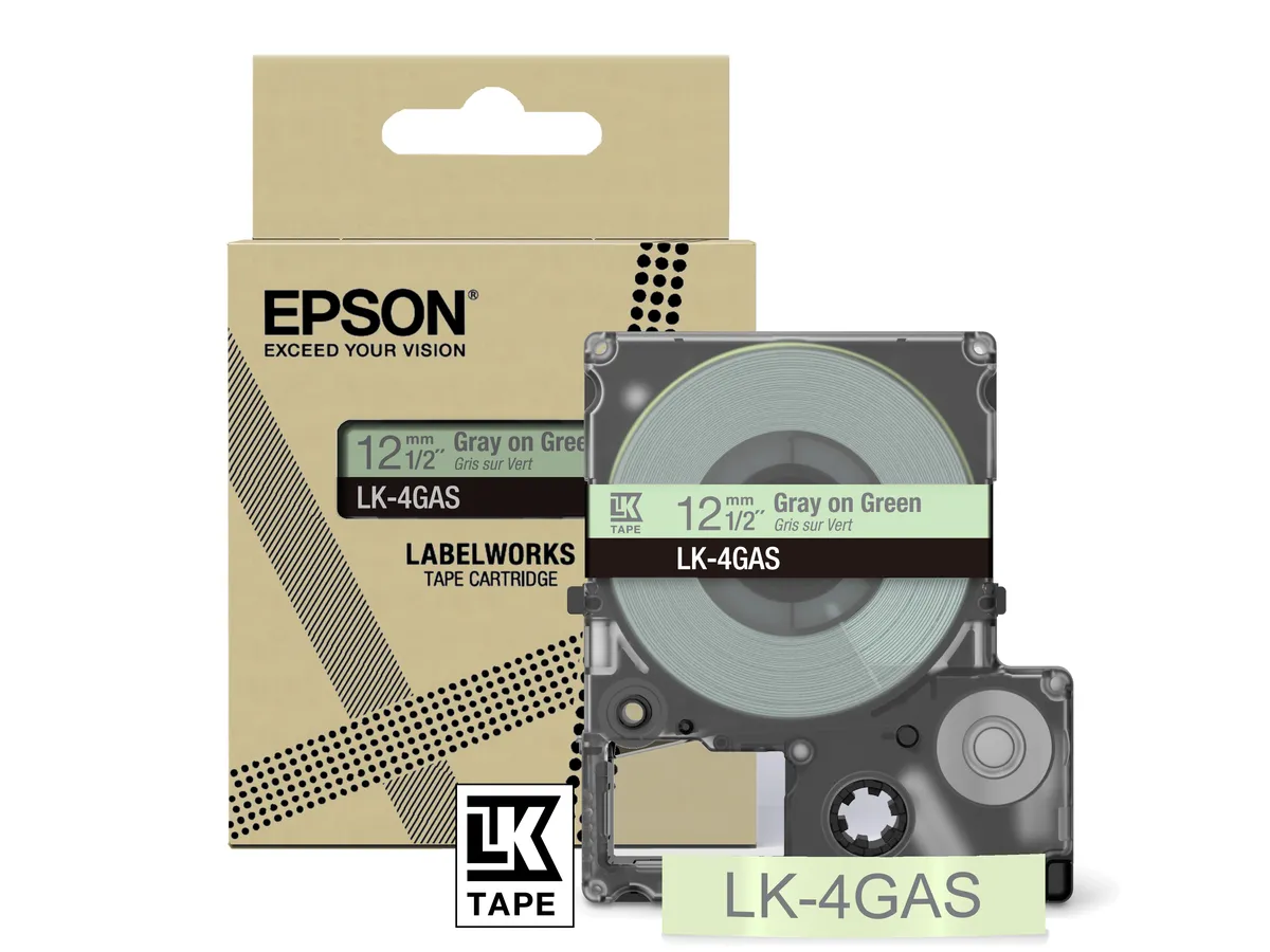 Epson LK-4GAS / C53S672105 Schriftband grau auf grün (12mm x 8m)