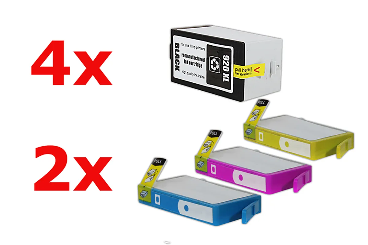 Tinten Sparset kompatibel zu HP 920XL / C2N92AE schwarz, cyan, magenta, gelb  (10 Stück)
